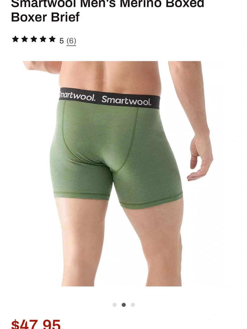 Smartwool Men’s Boxer Briefs Green with Black Waistband New with Tags